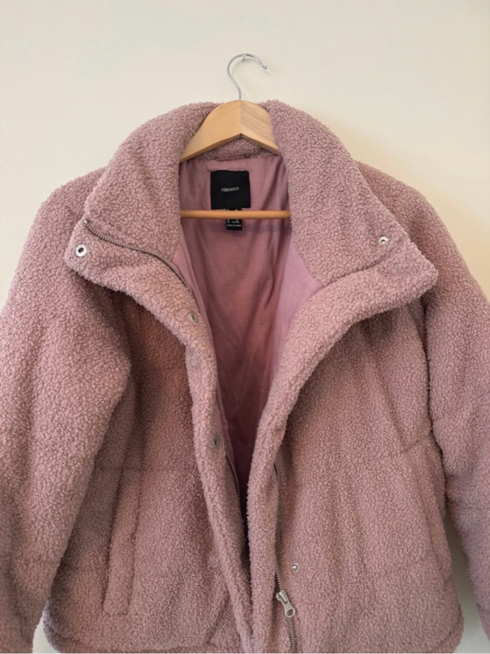 Forever 21 Plush Teddy Jacket Pink Medium